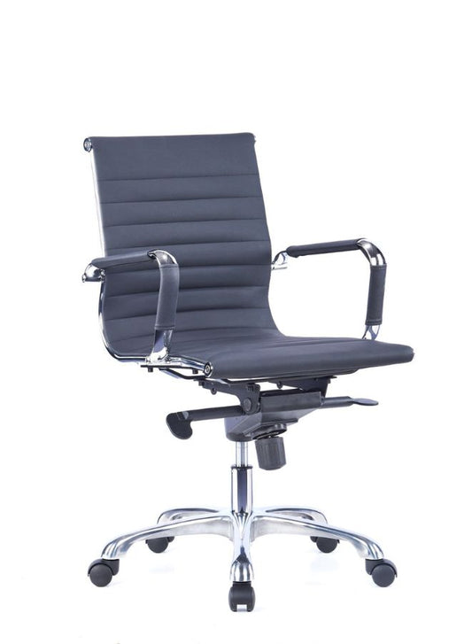Executive Office Chair with High-Quality PU, Chrome Frame, 4-Lock Synchro Mechanism, Aluminum Base